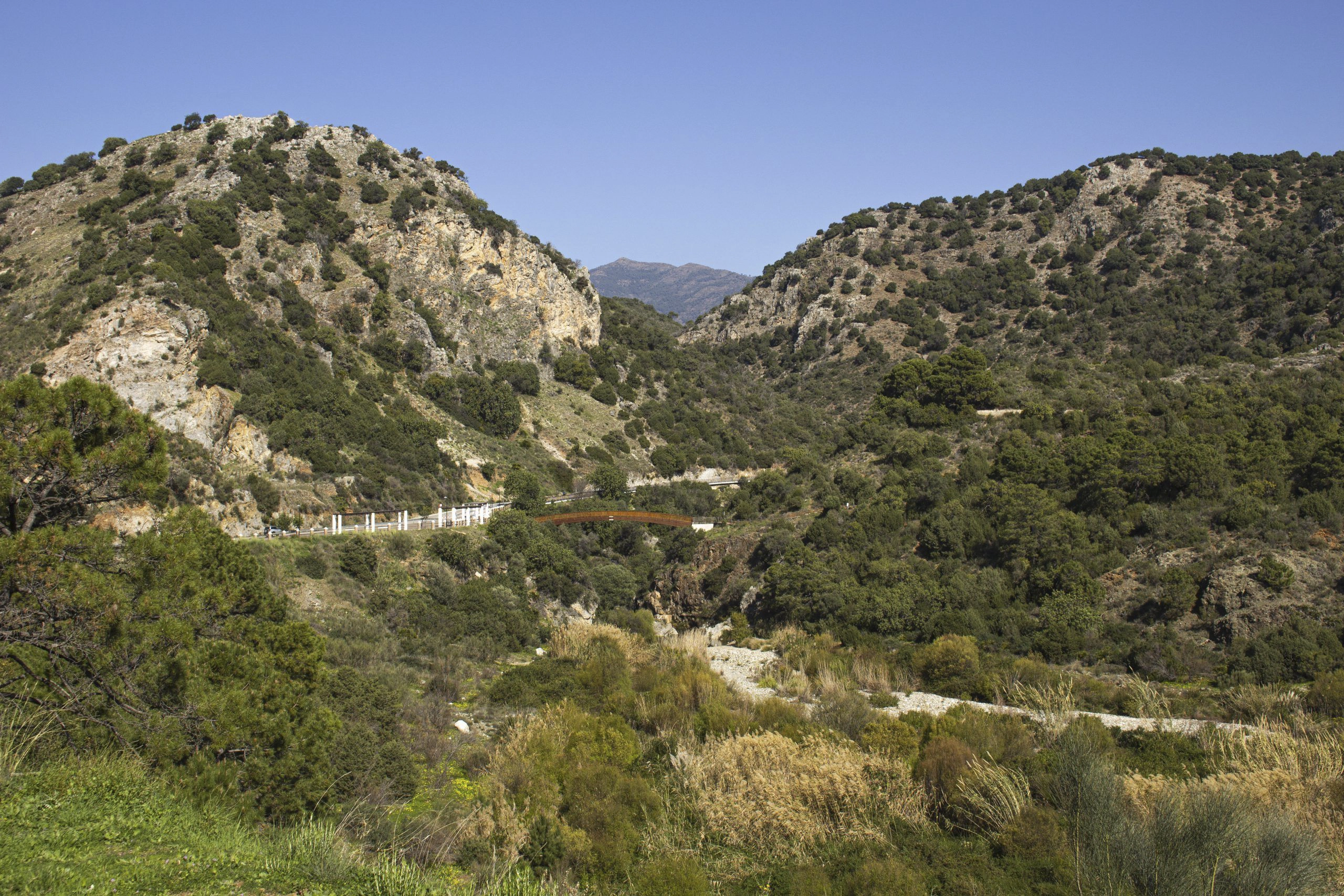 Panorámica Pasarela de la acequia del río Guadalmina