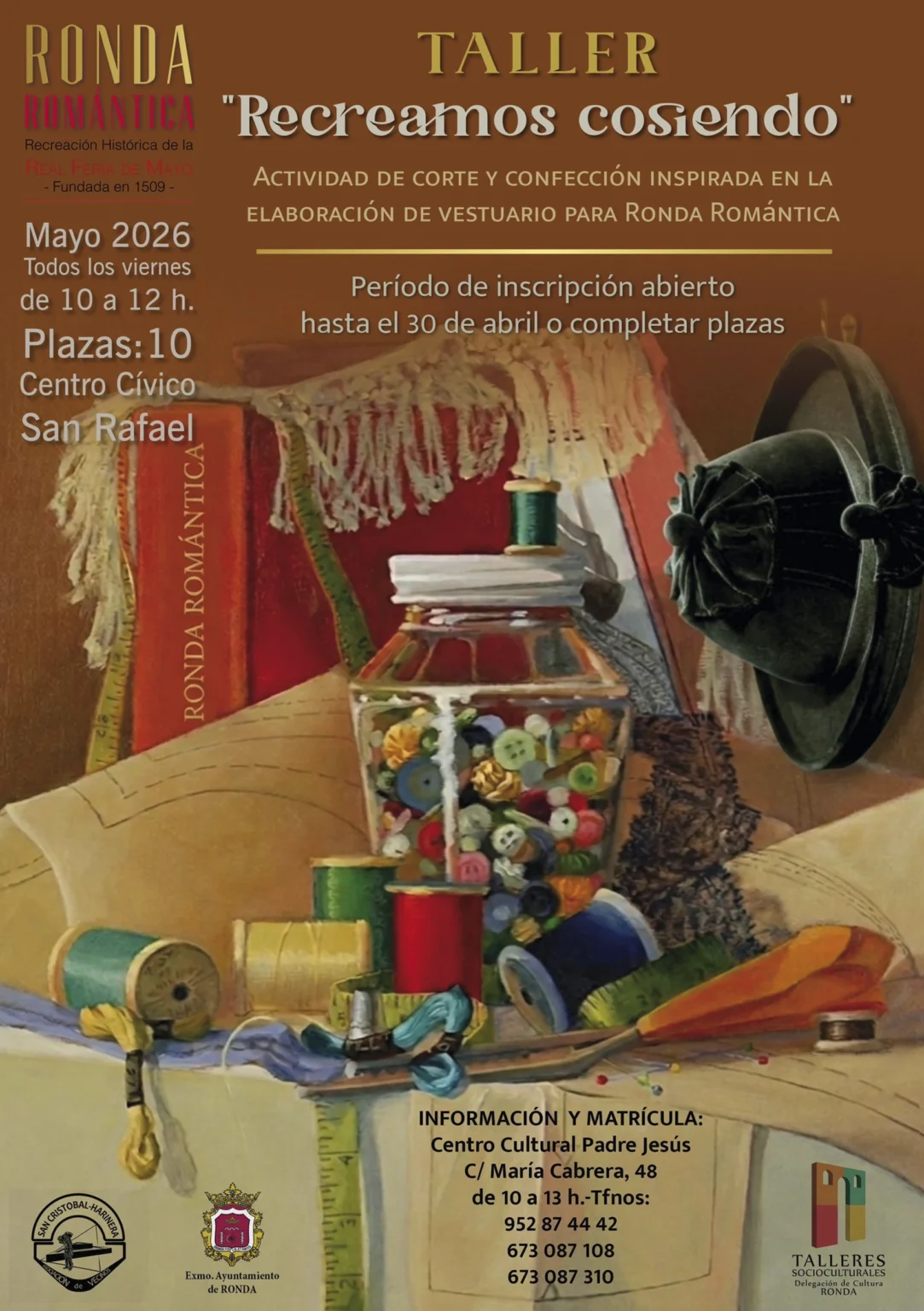 Cartel Oficial Taller Recreamos cosiendo