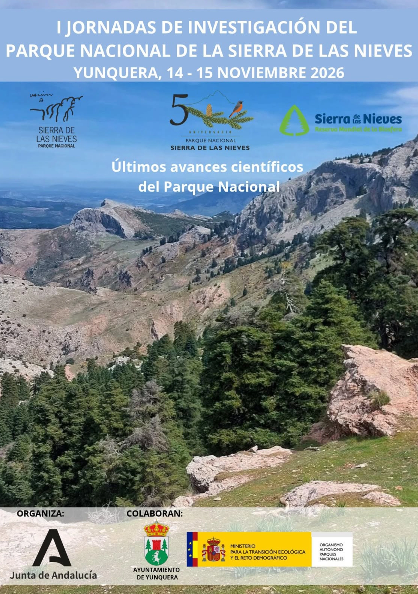 Cartel Oficial - I Jornadas de Investigación del Parque Nacional de la Sierra de las Nieves